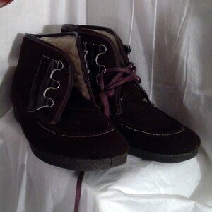 VTG Drifter Acrylic-Sherpa lined Dupont lace-up boot Chocolate Brown ankle 9